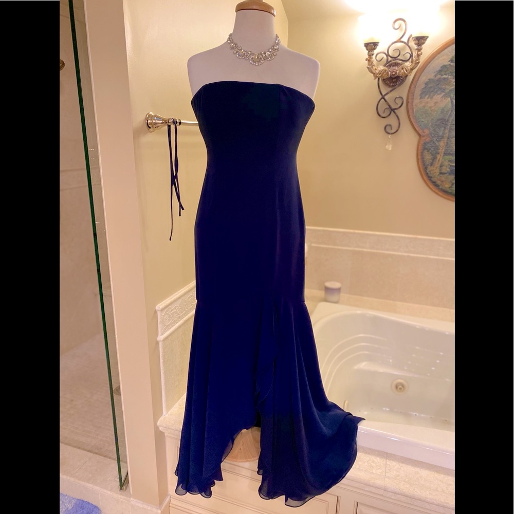 Classic Brand New After Six Navy Strapless Dress beautiful sexy bottom - Picture 2 of 14